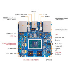 Orange Pi 6 - 8GB RAM 12-Core CPU 45-TOPS AI Computing Power Integrated Cooler Fan  100W Power Supply